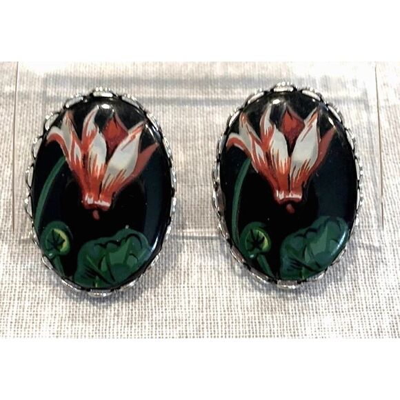 Artistic Flower pierced earrings, Vintage - Picture 1 of 2